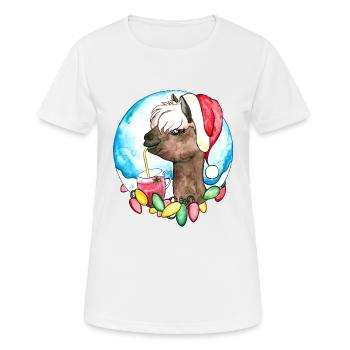 Süßes Alpaka Weihnachten Geschenk xmas Nikolaus - Frauen T-Shirt atmungsaktiv - Weiß - Vorne - AI Model Female 172 dark (172cm)
