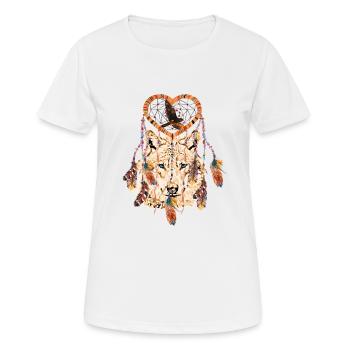 Wolf Dream Catcher Falcon - blue eyes - Women's Breathable T-Shirt - white - Front - AI Model Female 172 dark (172cm)
