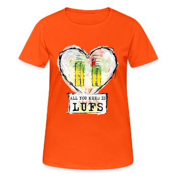 Unité de loundness - T-shirt respirant Femme - orange néon - Devant - AI Model Female 172 dark (172cm)