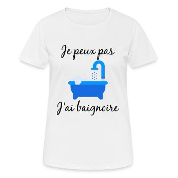 t shirt pour les amateurs de baignoire ! Humour - T-shirt respirant Femme - blanc - Devant - AI Model Female 172 dark (172cm)