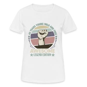 40 years young - Women's Breathable T-Shirt - white - Front - AI Model Female 172 dark (172cm)