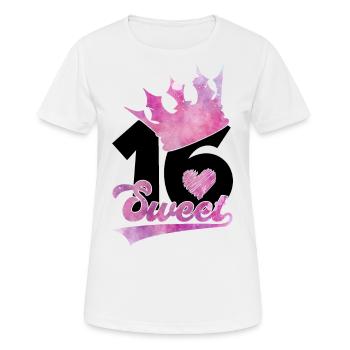 16ÈME ANNIVERSAIRE SWEET 16 - T-shirt respirant Femme - blanc - Devant - AI Model Female 172 dark (172cm)