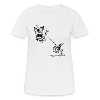 Ritter im Kampf gegen den Drachen - Frauen T-Shirt atmungsaktiv - Weiß - Vorne - AI Model Female 172 dark (172cm)