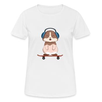 Skateboarder cochon d'Inde - T-shirt respirant Femme - blanc - Devant - AI Model Female 172 dark (172cm)