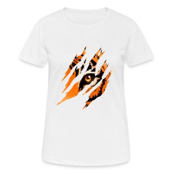 Tiger Eye - Frauen T-Shirt atmungsaktiv - Weiß - Vorne - AI Model Female 172 dark (172cm)