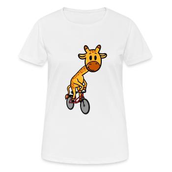 Radfahrende Giraffe - Frauen T-Shirt atmungsaktiv - Weiß - Vorne - AI Model Female 172 dark (172cm)