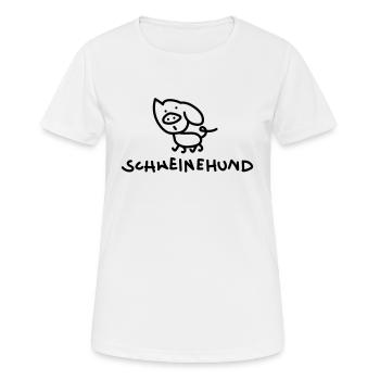 Schweinehund Hund Schwein - linear - Frauen T-Shirt atmungsaktiv - Weiß - Vorne - AI Model Female 172 dark (172cm)