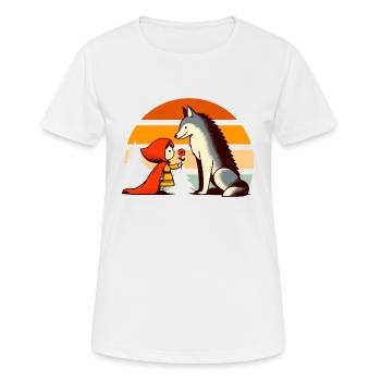 Märchen Rotkäppchen und der Wolf Wald Niedlich - Frauen T-Shirt atmungsaktiv - Weiß - Vorne - AI Model Female 172 dark (172cm)