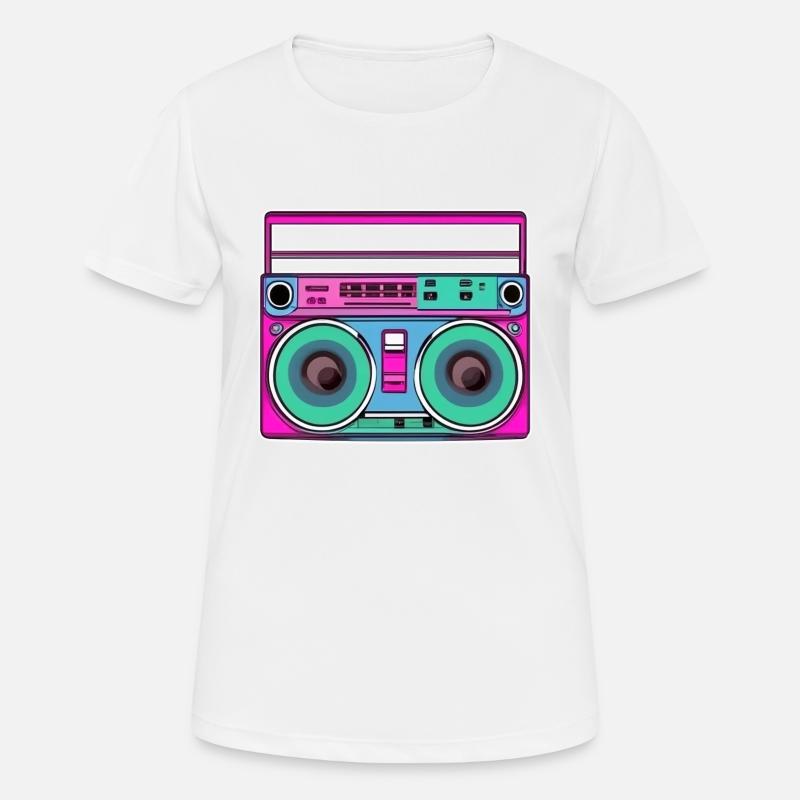 Ghetto Blaster Fluo - Dame T-shirt svedtransporterende - hvid