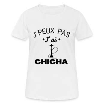 T shirt chicha j peux pas j ai chicha cadeau. - T-shirt respirant Femme - blanc - Devant - AI Model Female 172 dark (172cm)