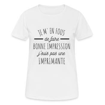 T shirt bonne impression imprimante humour cadeau. - T-shirt respirant Femme - blanc - Devant - AI Model Female 172 dark (172cm)