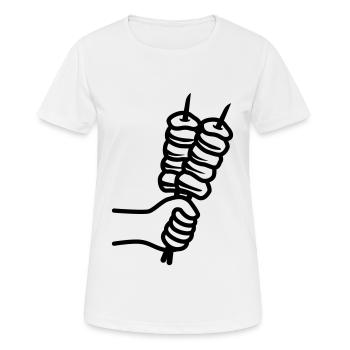 Spieß grill Icon - Frauen T-Shirt atmungsaktiv - Weiß - Vorne - AI Model Female 172 dark (172cm)