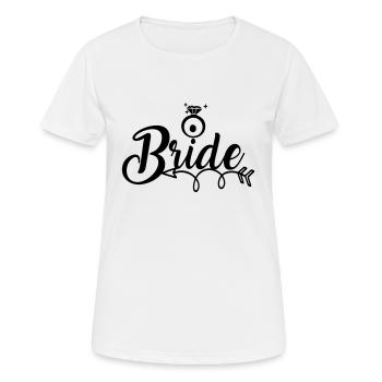 Bride, Braut, schönes JGA Shirt mit Ring und Pfeil - Frauen T-Shirt atmungsaktiv - Weiß - Vorne - AI Model Female 172 dark (172cm)