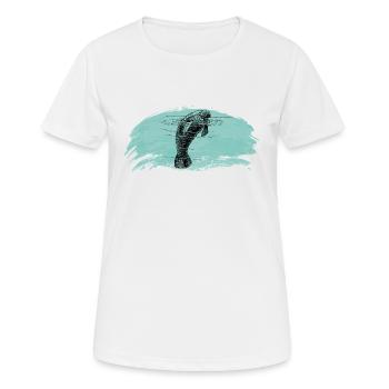 Seekuh im Wasser - Frauen T-Shirt atmungsaktiv - Weiß - Vorne - AI Model Female 172 dark (172cm)
