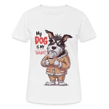 Mein Hund ist mein Therapeut Tierliebhaber - Frauen T-Shirt atmungsaktiv - Weiß - Vorne - AI Model Female 172 dark (172cm)