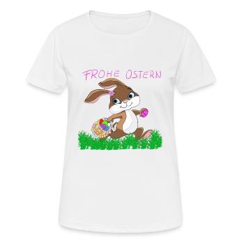 Osterhase mit Korb - Frauen T-Shirt atmungsaktiv - Weiß - Vorne - AI Model Female 172 dark (172cm)