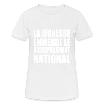la jeunesse emmerde le rassemblement national - T-shirt respirant Femme - blanc - Devant - AI Model Female 172 dark (172cm)