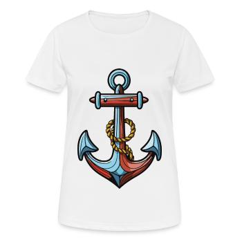 Anker Symbol Hafen - Frauen T-Shirt atmungsaktiv - Weiß - Vorne - AI Model Female 172 dark (172cm)