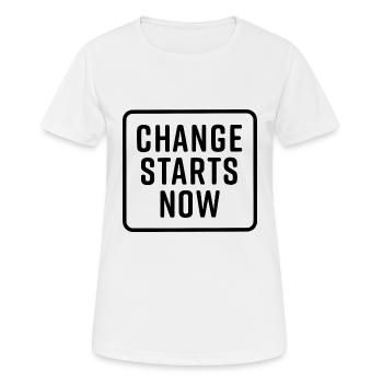 change starts now - T-shirt respirant Femme - blanc - Devant - AI Model Female 172 dark (172cm)