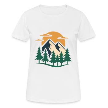 Conception d'aventure en montagne à feuilles persistantes - T-shirt respirant Femme - blanc - Devant - AI Model Female 172 dark (172cm)