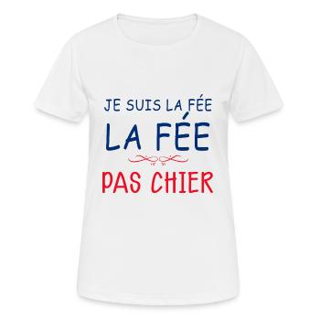 La Fée pas chier Cadeau Râleuse Humour Copine - T-shirt respirant Femme - blanc - Devant - AI Model Female 172 dark (172cm)