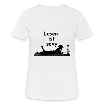 Lesen ist sexy - Frauen T-Shirt atmungsaktiv - Weiß - Vorne - AI Model Female 172 dark (172cm)