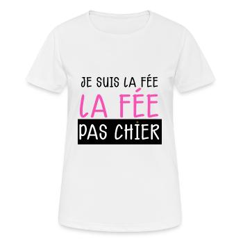 Fait Pas Chier Humour Femme Cadeau Copine - T-shirt respirant Femme - blanc - Devant - AI Model Female 172 dark (172cm)