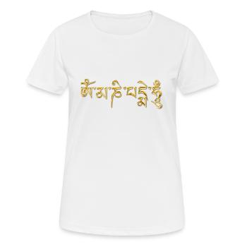 Om Mani Padme Hum - 3D GOLD - Frauen T-Shirt atmungsaktiv - Weiß - Vorne - AI Model Female 172 dark (172cm)