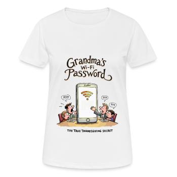 Mot de passe Wi-Fi de grand-mère - T-shirt respirant Femme - blanc - Devant - AI Model Female 172 dark (172cm)