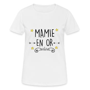 Mamie En Or C'est La Mienne Cadeau Grand-Mère - T-shirt respirant Femme - blanc - Devant - AI Model Female 172 dark (172cm)