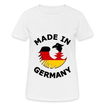 Original aus Deutschland - Frauen T-Shirt atmungsaktiv - Weiß - Vorne - AI Model Female 172 dark (172cm)