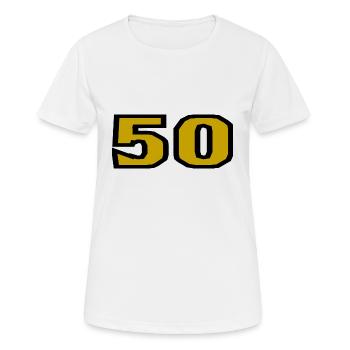 50. 50 ANS. 50e ANNIVERSAIRE. ANNIVERSAIRE 50 ANS. - T-shirt respirant Femme - blanc - Devant - AI Model Female 172 dark (172cm)