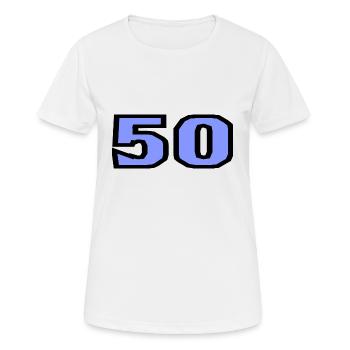 50. 50 ANS. 50e ANNIVERSAIRE. ANNIVERSAIRE 50 ANS. - T-shirt respirant Femme - blanc - Devant - AI Model Female 172 dark (172cm)