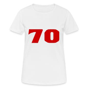 70. 70 ANS. 70e ANNIVERSAIRE. ANNIVERSAIRE 70 ANS. - T-shirt respirant Femme - blanc - Devant - AI Model Female 172 dark (172cm)