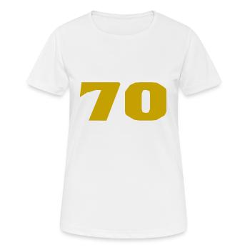 70. 70 ANS. 70e ANNIVERSAIRE. ANNIVERSAIRE 70 ANS. - T-shirt respirant Femme - blanc - Devant - AI Model Female 172 dark (172cm)