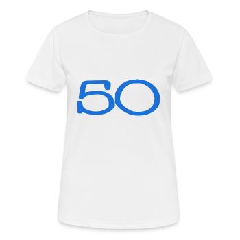 50. 50 ANS. 50e ANNIVERSAIRE. ANNIVERSAIRE 50 ANS. - T-shirt respirant Femme - blanc - Devant - AI Model Female 172 dark (172cm)