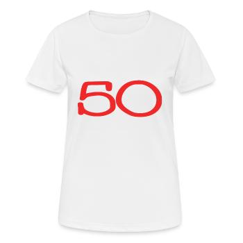 50. 50 ANS. 50e ANNIVERSAIRE. ANNIVERSAIRE 50 ANS. - T-shirt respirant Femme - blanc - Devant - AI Model Female 172 dark (172cm)