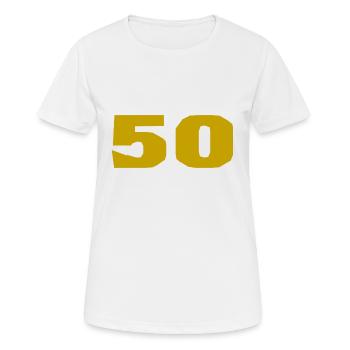 50. 50 ANS. 50e ANNIVERSAIRE. ANNIVERSAIRE 50 ANS. - T-shirt respirant Femme - blanc - Devant - AI Model Female 172 dark (172cm)