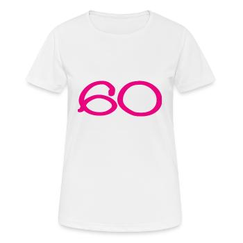 60. 60 ANS. 60e ANNIVERSAIRE. ANNIVERSAIRE 60 ANS. - T-shirt respirant Femme - blanc - Devant - AI Model Female 172 dark (172cm)