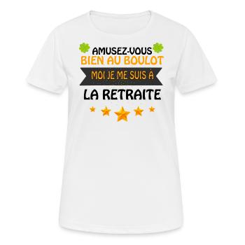 Collègue Femme Message Humour Retraite Boulot - T-shirt respirant Femme - blanc - Devant - AI Model Female 172 dark (172cm)