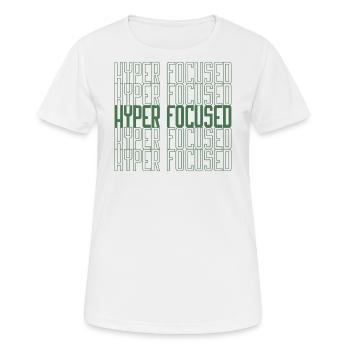 Hyperfocalisé en vert - T-shirt respirant Femme - blanc - Devant - AI Model Female 172 dark (172cm)