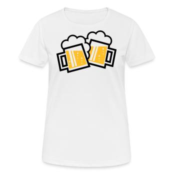 2 Bayrische Bierkrüge Stoßen An (Bier Maßkrüge 2C) - Frauen T-Shirt atmungsaktiv - Weiß - Vorne - AI Model Female 172 dark (172cm)