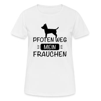 Pfoten weg - Mein Frauchen ! - Frauen T-Shirt atmungsaktiv - Weiß - Vorne - AI Model Female 172 dark (172cm)