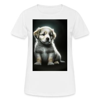 Weißer Welpe - Frauen T-Shirt atmungsaktiv - Weiß - Vorne - AI Model Female 172 dark (172cm)