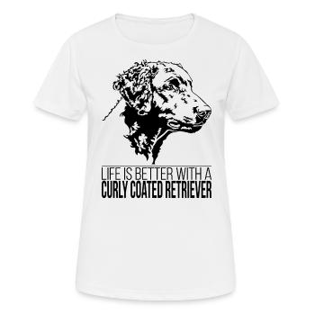 Curly Coated Retriever life is better Wilsigns - Women's Breathable T-Shirt - white - Front - AI Model Female 172 dark (172cm)