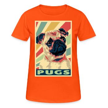 Pugs colores vintage - T-shirt respirant Femme - orange néon - Devant - AI Model Female 172 dark (172cm)