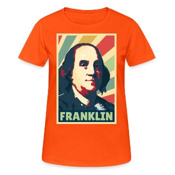 Benjamin Franklin Vintage Farben - Frauen T-Shirt atmungsaktiv - Neonorange - Vorne - AI Model Female 172 dark (172cm)