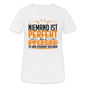PFLEGER - Leben - Frauen T-Shirt atmungsaktiv - Weiß - Vorne - AI Model Female 172 dark (172cm)