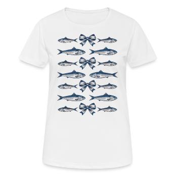Noeud Sardines Plage Femme - T-shirt respirant Femme - blanc - Devant - AI Model Female 172 dark (172cm)