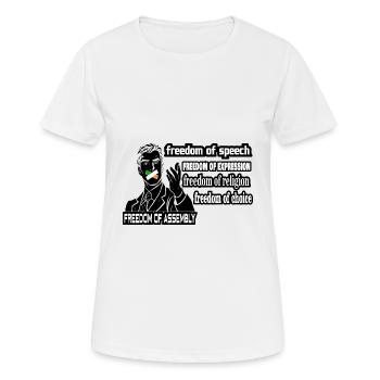 Principe de liberté d’expression qui soutient la liberté - T-shirt respirant Femme - blanc - Devant - AI Model Female 172 dark (172cm)